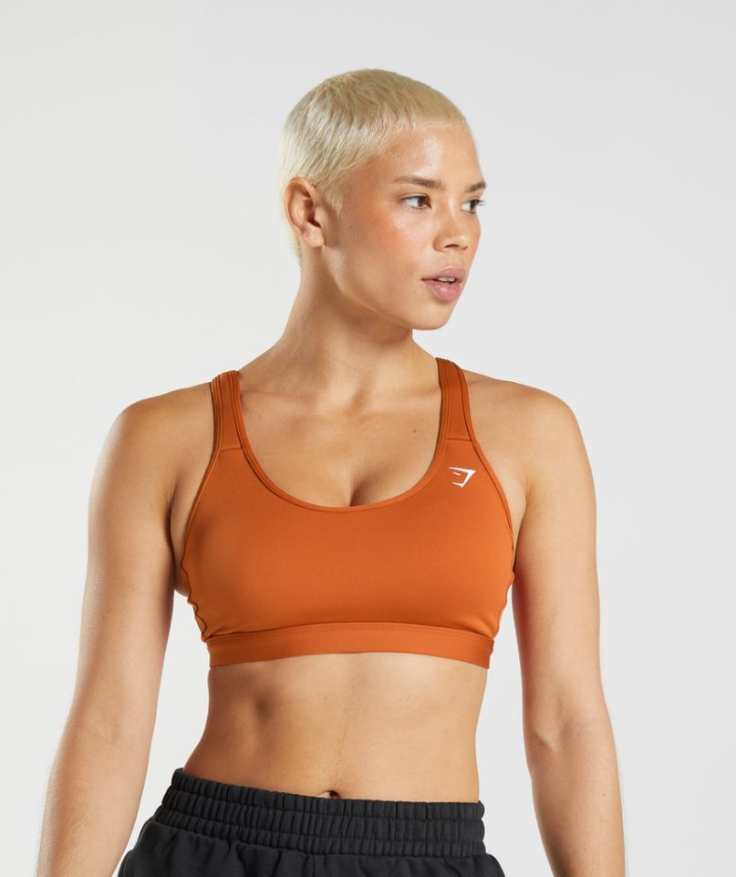 Women\'s Gymshark Scoop Neck Sports Bra Brown | CA 0561A7